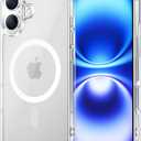 3 x Temdan for iPhone 16 Case Clear, Compatible with Magsafe, Anti-Yellowing, Military-Grade Protection, Shockproof Slim Magnetic Phone Case Cover, Transparent