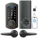 WiFi Smart Lock ST380 with 2 Lever Handles Set, Fingerprint Keyless Entry Door Lock for Front Door, with Security Smart Deadbolt and Touchscreen Keypad, App Remote Control &Auto Lock, IP56 Waterproof