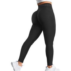 YEOREO Amplify Leggings for Women Seamless Scrunch Leggings Butt Lifting Gym High Waisted Athletic Leggings (Black, L)