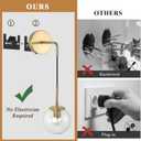 Battery Operated sconces Set of 2 Glass Globe Rechargeable Wall Light Fixture Wireless Wall Lights with Clear Glass Shade for Living Room, Hallway, Bedroom(2 Pack) (3000k,Suspension)