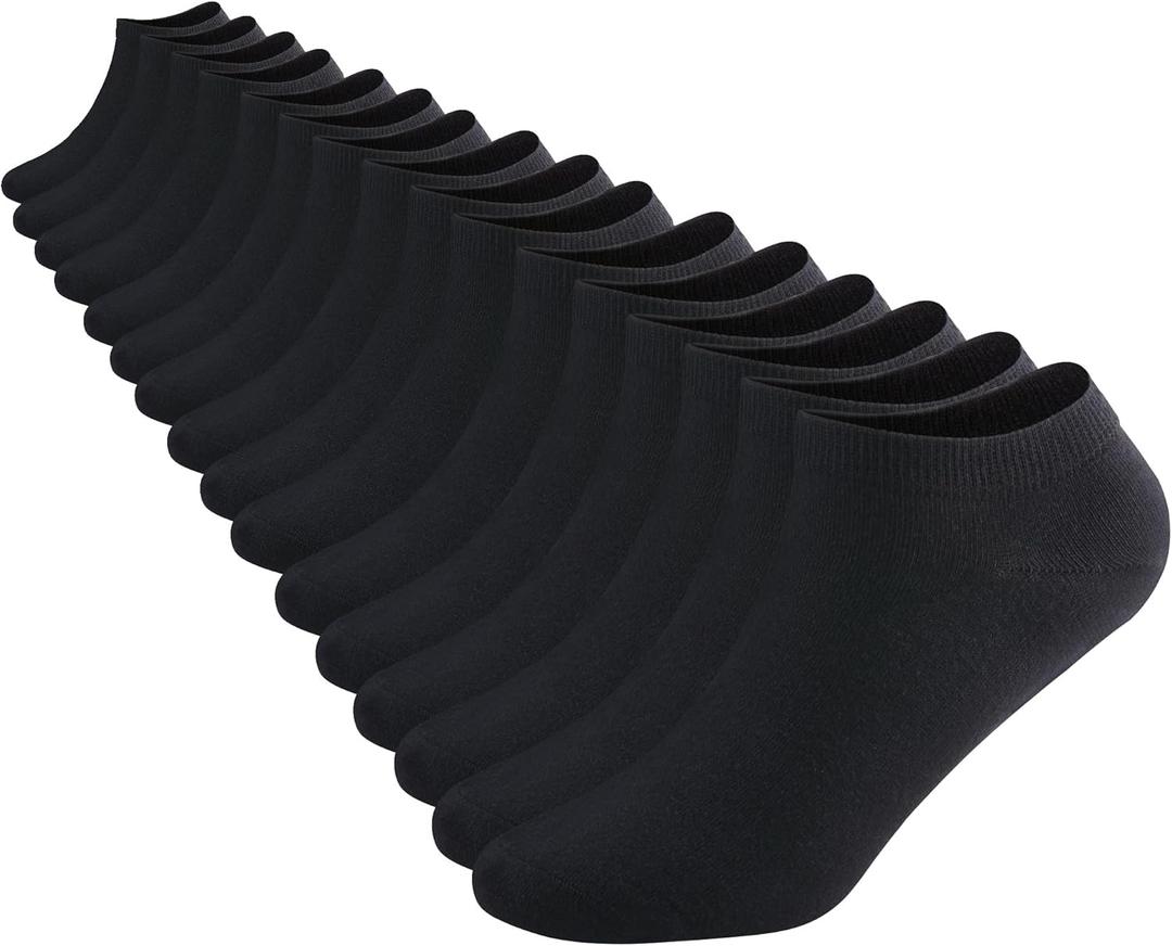 DarkCom Low Cut Ankle Socks for Women and Men, 8 Pairs Thin Cotton Socks (9-13, Black)