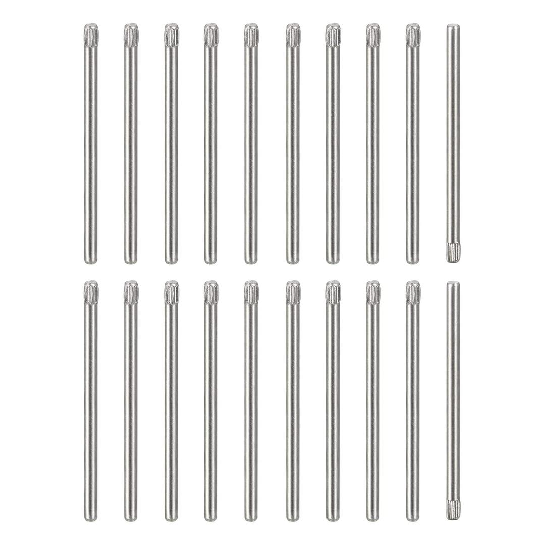 uxcell 1.5x30mm 304 Stainless Steel Dowel Pins, 20Pcs Knurled Head Flat Chamfered End Dowel Pin, Wood Bunk Bed Shelf Pegs Support Shelves Fasten Elements