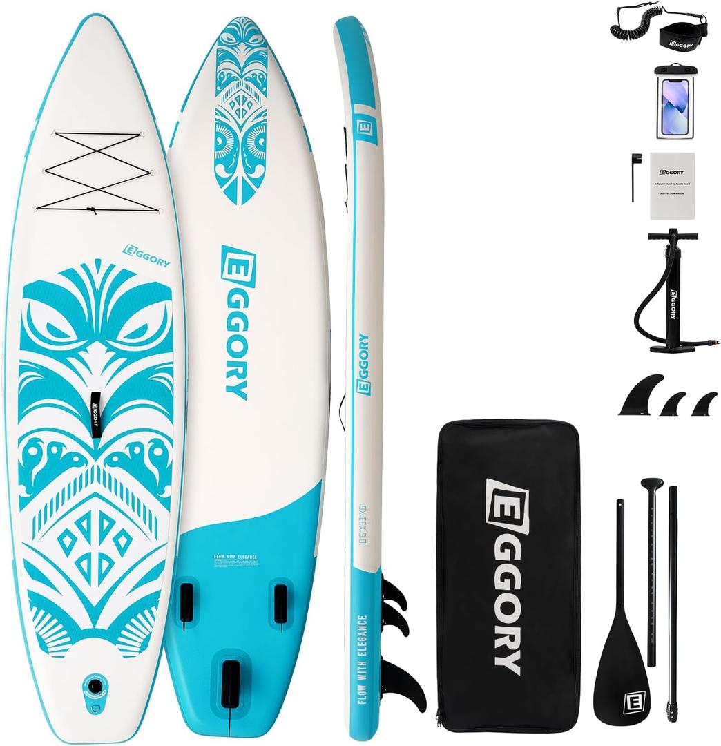 Inflatable Paddle Board, Stand Up Paddle Board Set, Extra Wide SUP Board with Removable Fin, Floating Paddle, Hand Pump, Waterproof Phone Pouch, Traveling Board (TT green)
