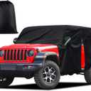 Cab Cover for Jeep Wrangler JK JL 4 Door 2007-2025 & Top Off, Jeep Wrangler Covers 4 Door Waterproof with Driver Door Zipper Windproof Straps All Weather Snow Rain UV Protection