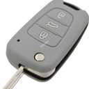 Silicone Rubber Key Fob Case Key Covers Protectors for KIA 09-13 Soul 10-13 Sportage 06-11 Rondo 11-13 Rio (Flip Key) (gray)