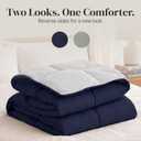 Modern Threads Comforter Duvet Insert, Reversible Quilted Down Alternative Comforter with Corner Tabs, All Season Bedding, Twin, Navy/Silver
