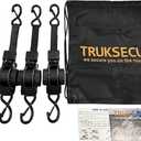 TRUKSECU Retractable Ratchet Straps, 1 Inch x 10 Feet, 2000 lbs Capacity, Heavy Duty Tie Down Set with Storage Bag, 4-Pack, Black
