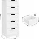 FOTOSOK Bathroom Cabinet, Bathroom Storage Cabinet with 5 Drawers, Wooden Storage Cabinets with Cut-Out Handles, 11.8 x 15.7 x 40.1 Bathrooms Floor Cabinets for Hallway/Living Room, White