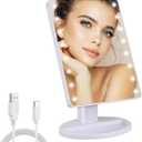Lighted Makeup Mirror with Lights 16 Led Vanity Makeup Mirror with Adjustable Brightness and 180 Degree Rotation Touch Screen Dual Power Supply Gifts for Teens Girls Women (White)