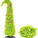 Syhood Whimsical Christmas Tree 5ft Bendable Pop up Collapsible 1 Minute Christmas Tree with 36 Wooden Ornaments for Indoor Outdoor Home Office Holiday Xmas Party Decor Supply