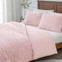 BEDELITE Fleece California King Comforter Set -Super Soft & Warm Fluffy Pink Bedding, Luxury Fuzzy Heavy Bed Set for Winter with 2 Pillow Cases