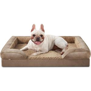 INVENHO Orthopedic Medium Dog Beds for Medium Dogs, Waterproof, Egg-Crate Foam Dog Couch Bed with Washable Removable Cover, Waterproof Lining and Nonskid Bottom (M (28"x 23"x 6.5"), Brown)