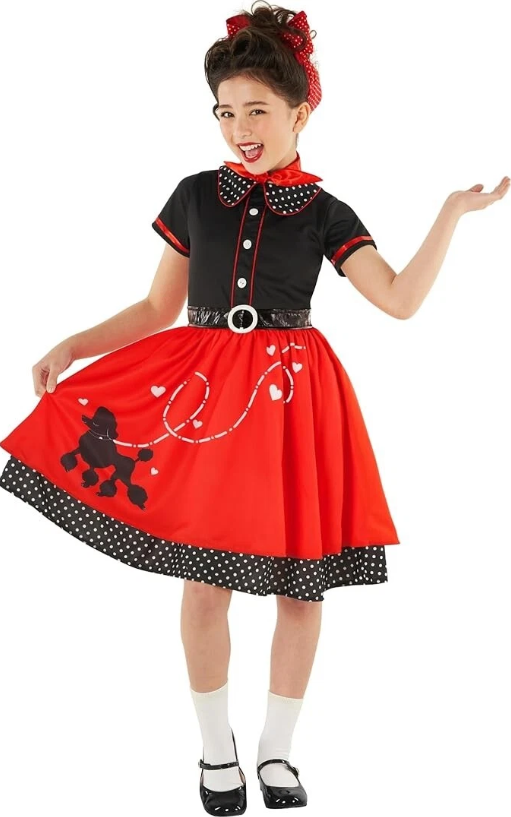 Morph Poodle Skirts For Girls Costume 50s Costume for Girls 1950s Poodle Skirt Costume Girls Poodle Skirt Costume Kids Size M