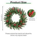 Uten 20 inch Christmas Wreath for Front Door, Winter Wreath Xmas Artificial Decorations with PVC/PE Berries Cones for Indoor Outdoor Garden Gate Home Winter Holiday New Year (Green Red Berries)