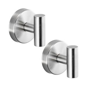 Suction Cup Hooks for Shower - Bathroom Reusable Hooks for Towels, Robes & Loofah - No-Drill Mounting on Kitchen,Walls,Metal,Glass,Mirrors,Tile & Smooth Non-Porous Surfaces (2, Brushed Nickel)