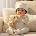 20-Inch Reborn Baby Doll, Cute Realistic Newborn Baby Doll with Hand-Rooted Hair, Poseable Full-Body Vinyl Baby Dolls for 3+ Ages, Room Decor, Birthday Gifts, Collectible (Grey), 20 inches x 9.5 inches x 7.6 inches