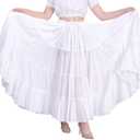 Wevez® Women's Plus Size Gypsy 25 Yard Long Flowy Solid Color Renaissance fair Skirt (0X-3X, White)