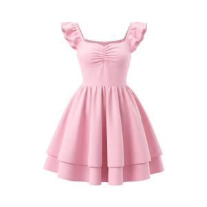 grewley Pink Dress for Girls Summer Dress Kids Tiered Teen Dresses Pink 6Y