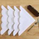 100% Pure Linen Scalloped Embroidery Cloth Napkins 20x20 for Dinners, Parties, Weddings, Decorative Halloween, Spring, Easter, Set of 4 Pcs (White Linen and Gold Embroidery)