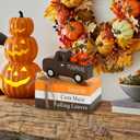 Fall Decorations for Home 7PCS Table Centerpieces, Tabletop Thanksgiving Decor for Tiered Tray Shelf Mantel Office Desk Thanksgiving Autumn Decoration Farmhouse Wood Faux Book Stack and Pumpkin Sign