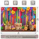 Swepuck 10x8ft Fabric Cinco De Mayo Backdrop Mexican Fiesta Colorful Stripes Flower Chili Cactus Guitar Photography Background Festival Party Decorations Photo Booth Banner