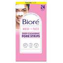 Bior Nose+Face Blackhead Remover Strips, Deep Cleansing Strips for Nose, Chin, or Forehead, Instant Blackhead Removal and Pore Unclogging, Oil-free, Non-Comedogenic Use, Value Size 24 Count