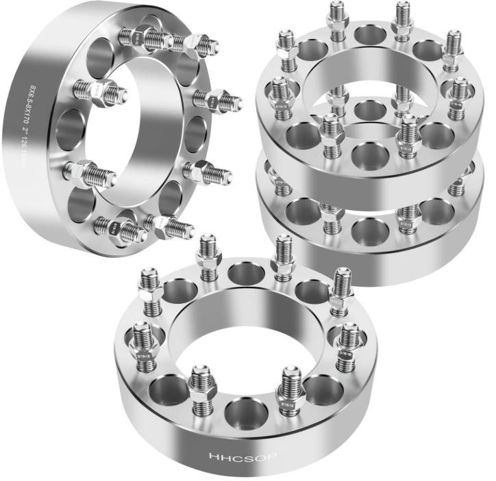 8x6.5 to 8x170 2 inch Wheel Spacers 126.15mm Bore for 1980-1998 Ford F250 F350, 1992-2007 E250 E350 Econoline, 9/16"-18 Studs 8 Lugs Wheel Adapters fits 1995-2010 Dodge Ram 2500 3500, Set of 4