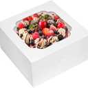 Moretoes 24pcs 12 Inch Cake Boxes, Bakery Containers with Window (12x12x6)
Disposable White Containers, Easy to Assemble, 400gsm Thickness Cardboard, Sturdy to Take-out