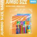 10Pack Extra Large Plastic Storage Bags, Zipper Seal, 2.4-mil Thick, Heavy Duty, 3.5 Gallon 16" x 19", Jumbo Zippered Plastic Bags for Food, Clothes, Travel, Moving