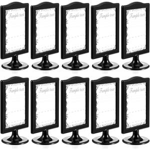 10 Pack Double Sided Standing Picture Frames 4x6 Inch Black Pedestal Photo Frame with Inserts & Base, Vertical Two Sided Display Frame for Wedding Table Number Menu Home Decor