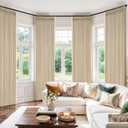MIULEE Pinch Pleated 100% Blackout Curtains 90 Inch Long 4 Panel Set for Bedroom Thick Linen Memory Trained Pleat Living Room Darkening Back Tab Double Layer Thermal Insulated Drapes, Sand
