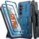 FNTCASE for Samsung Galaxy S26+ Plus Case: with Belt-Clip Holster | Kickstand | 2 Front Frames | Built-in Screen Protector Military Grade Protection Rugged Protective Case for S26 Plus 6.7 inch Blue