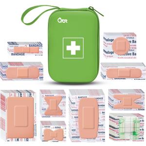 Adhesive Bandages Variety Pack 180 PCS,Various Sizes Large Waterproof,Adhesive Flexible Fabric Bandages Breathable A024 (Green)
