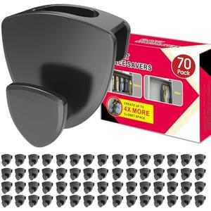 Latoxcaa Space Saving Hangers 70Pcs, Upgrade 40Lb(Max) Heavy Duty Hanger Hooks Space Saver Hangers, Ganchos para Colgar Ropa for Hanger Organizer, Black