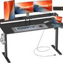 JOISCOPE 55 x 24 inch Adjustable Electric Standing Desk (3AC, USB, Type-C) with Monitor Shelf, 2 Memory Heights, Gaming Study Drafting 25 mm/s Sit Stand Desk for Home Office Bedroom,Black