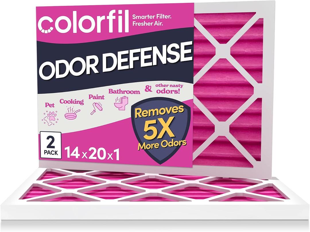 14x20x1 Air Filter (2-Pack) | Made in the USA | Color Changing | Remove Cat and Dog Odor | MERV 8 for Pet Hair Dander and Dust | 13.5"x19.5"x0.75" Exact Size
