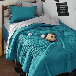 Bedsure Twin XL Comforter Set - 5 Pieces Reversible Grey Bedding, Twin XL Size Bed Set for All Seasons, Bed in a Bag with Down Alternative Comforter, Sheets, Pillowcase & Sham