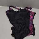 Aqua Eve Plus Size Swimsuits Athletic One Piece Bathing Suit for Women Tummy Control Slimming Swimwear (Black Purple Leaf, Size 22W)