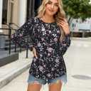Uhiger Tunic Tops to Wear with Leggings Work Blouses for Women Busines Casual Long Sleeve Shirts Crewneck Ladies Spring Pullover Formal Evening Outfit Interview Clothes Black Pink Floral XL (Black, XL)