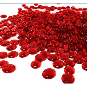 ARSUK 2LB Red Glass Pebbles for Vase Fillers, Aquarium Gravel, Decorative Stones for Crafts, Fish Tanks, Plant Pots, Wedding, Garden, Home Decor – Flat Glass Marbles (Red, 2LB)