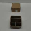 Remote Control Holder with 4 Compartments, PU Leather Small Nightstand Organizer for Home Desk Accessories Office Supplies, Multifunctional Stylish Small Bedside Desktop Organizers (Beige)