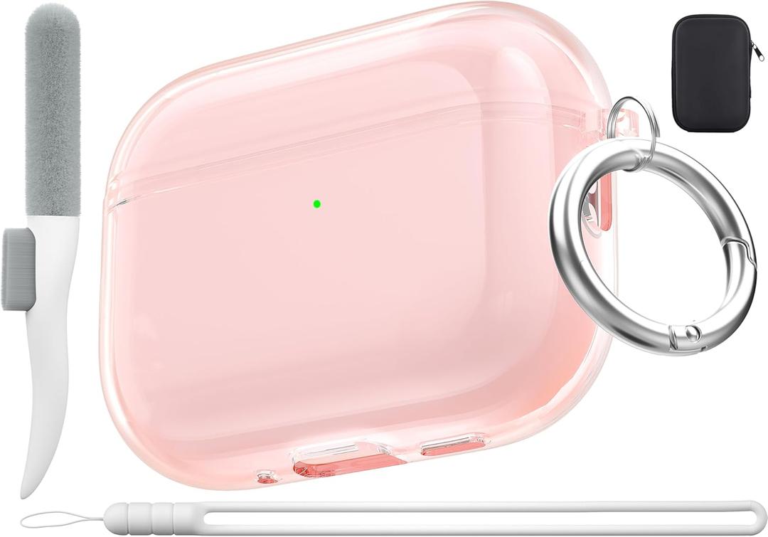 Valkit for Airpods Pro 3 Case Clear with Cleaner Kit | Soft TPU Airpods Pro 3 Generation Case | Protective Cover Shockproof | iPods Pro 3 Cases | for Air pods Pro Gen 3 2025(Clear Pink)