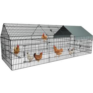 PawGiant Chicken Coop Chicken Run Pen for Yard with Cover 130"40"40" Outdoor Metal Portable Chicken Tractor Cage Enclosure Crate Outside for Small Animals Duck Rabbit Hen