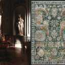 RUGSURE Washable Area Rugs - Perfect for Living Room, Bedroom, Kids Room, Nursery - Stain & Water Resistant Non-Slip, Pet & Child Friendly, Vintage Tribal Area Rugs (Green, 9' x 12')