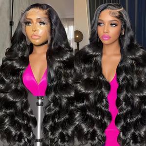 13x6 Lace Front Wigs Human Hair Pre Plucked 200% Density Body Wave HD Lace Front Wigs Human Hair Natural Black Wig For Women(30 inch)