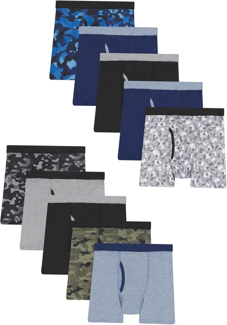 Hanes Boys' and Toddler Underwear, Comfort Flex and ComfortSoft Boxer Briefs, Multiple Packs Available (Multicolor - 10 Pack)