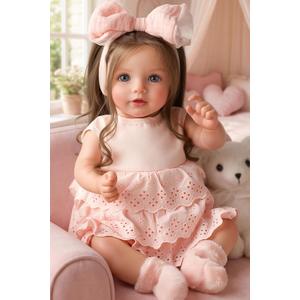 BABESIDE Lifelike Reborn Baby Dolls Dara - 20 Inch Realistic-Newborn Baby Doll Brown Hair Girl Handmade Real Life Baby Dolls with Clothes and Toy Accessories Gift for Kids Age 3+