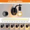Black Wall Sconce with Switch, Dimmble Wall Lamp, Wall Mounted Bedside Lamps, Retro Wall Light E26 Industrial Wall Lighting for Living Room Kitchen