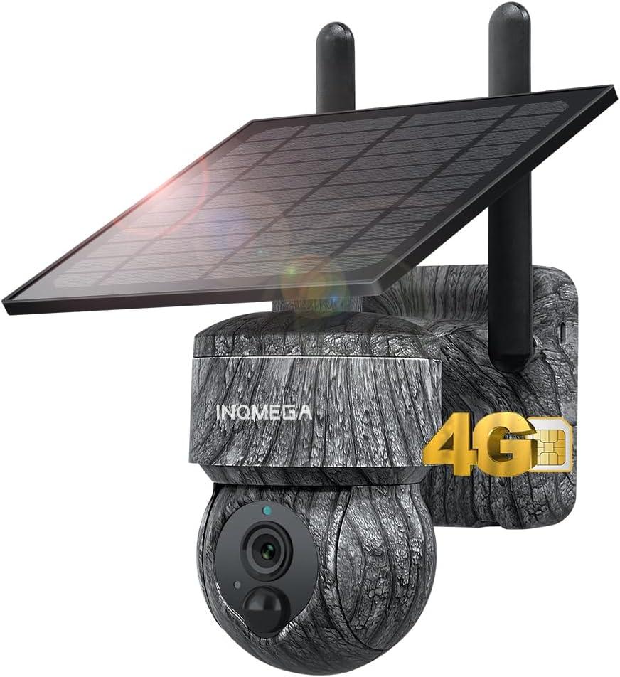 INQMEGA Solar Security Camera Outdoor, 360 PTZ WiFi Wireless Security Camera with 2K 3MP Night Vision, PIR Motion Detection and Siren,IP66 Waterproof,Two-Way Audio,SD/Cloud, IP65 Waterproof