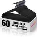 HOUSE DAY Black Velvet Hangers 60 Pack, Non Slip Felt Hanger, Slim Velvet Clothes Hangers for Suits, Shirt, Heavy Duty Coat Hanger for Closet